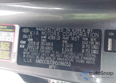 2017 Kia Niro Ex z USA, uszkodzony, nr VIN KNDCC3LC1H5096053